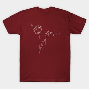 One line art white flower T-Shirt